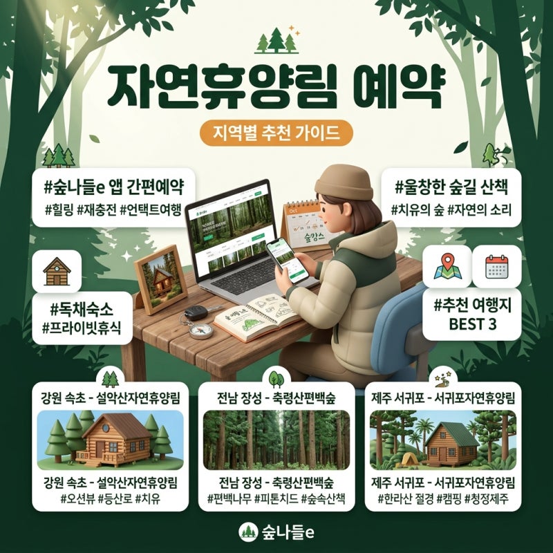 자연휴양림 예약, 여행인플루언서가 고르는 지역별 추천 휴양림 정리