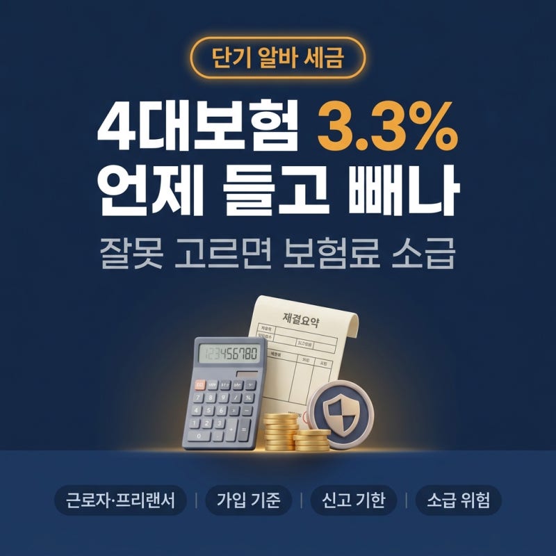 단기알바 4대보험 세금 3.3프로 언제 들고 언제 빼나