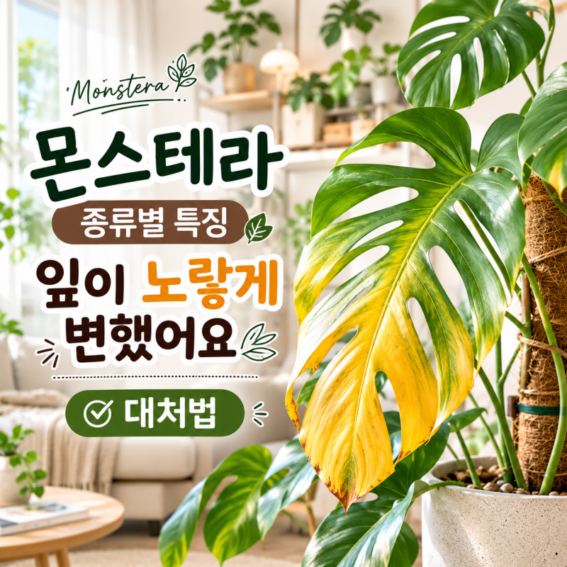 [식물키우기]몬스테라 종류별 특징부터 "잎이 노랗게 변했어요!"대처법