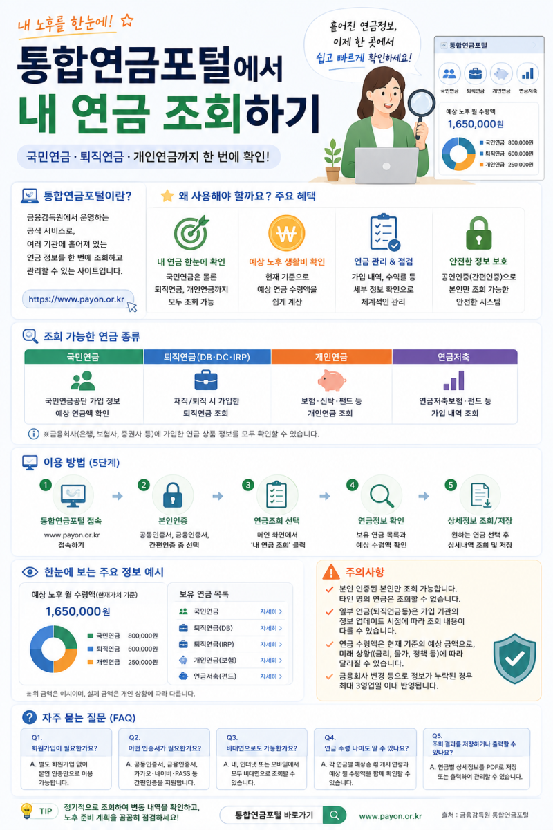 통합연금포털 내 연금 조회 전 체크｜국민·퇴직·개인연금 한눈에 확인하는 법