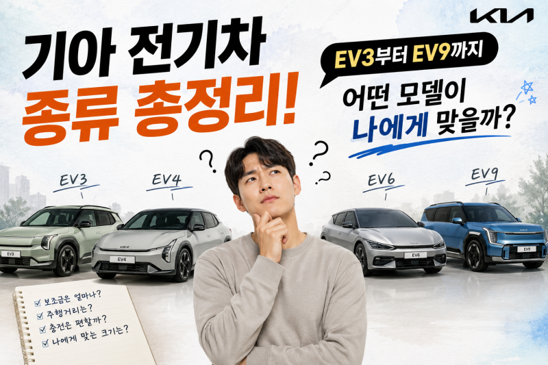 기아 전기차 종류 총정리! EV3부터 EV9까지 어떤 모델이 나에게 맞을까?