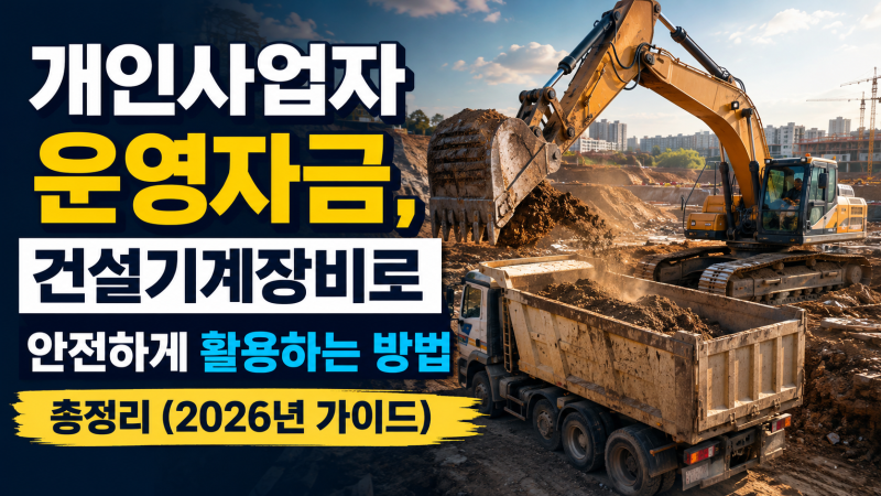 개인사업자 운영자금, 건설기계장비로 안전하게 활용하는 방법 총정리 (2026년 가이드)