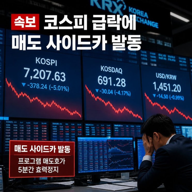 속보, <b>코스피 급락</b>에 매도 <b>사이드카</b> 발동…증시 폭락 진짜 원인은?