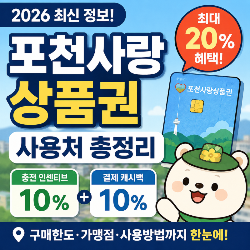 2026 포천사랑상품권 사용처 인센티브 캐시백 최대 20% 혜택 총정리