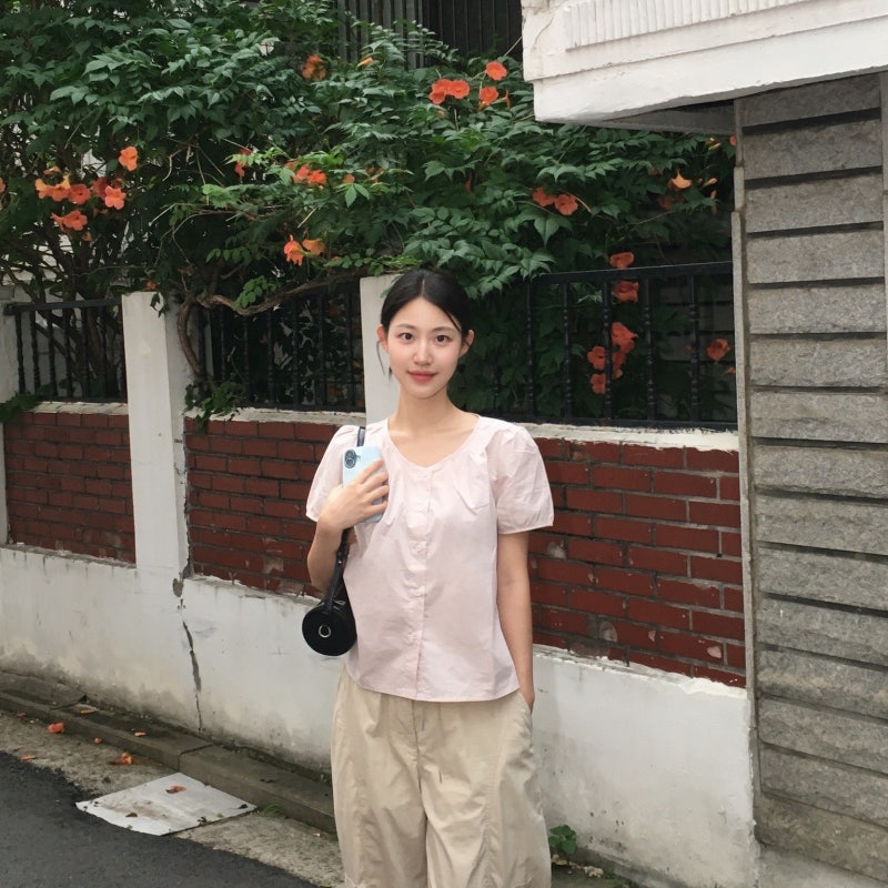 여름 데일리룩 블라우스 코디 추천 리리앤코 로네이즌 코튼 도트 핀턱 블라우스 후기