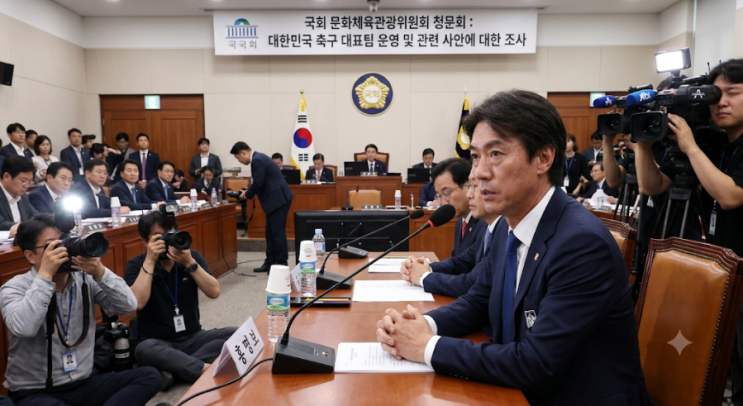 지키겠다" <b>홍명보</b>, 북중미 월드컵 탈락 후 국회 <b>청문회 출석</b>... 