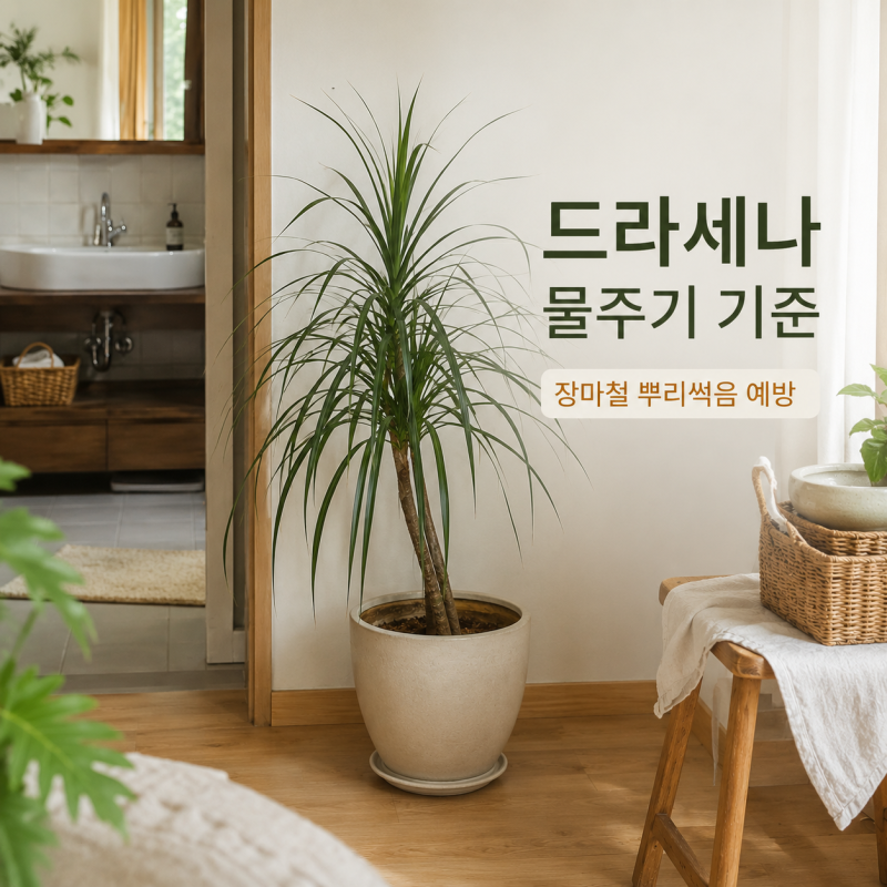 7월 장마철 화장실 근처 드라세나 물주기 기준｜뿌리썩음 막는 관리 가이드