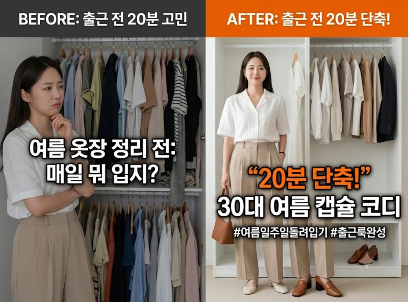 "출근 시간 20분 단축됐어요" 30대 여자 여름 출근룩 고민 끝! 일주일 돌려입기 캡슐 가이드, ....