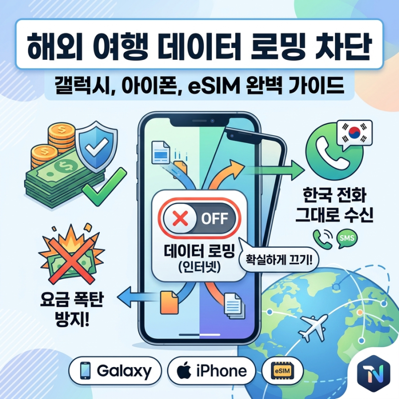 해외 데이터 로밍 차단 | 갤럭시·아이폰 요금폭탄 막고 한국 전화는 그대로 받기