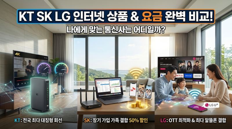 KT SK LG 인터넷 비교 추천! 요금 품질 결합할인 한눈에 정리