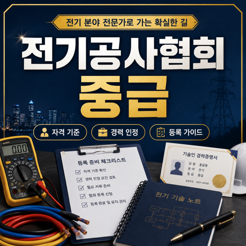 전기공사협회 중급 기술자 초급 경력수첩 이후로 승급 준비방법?