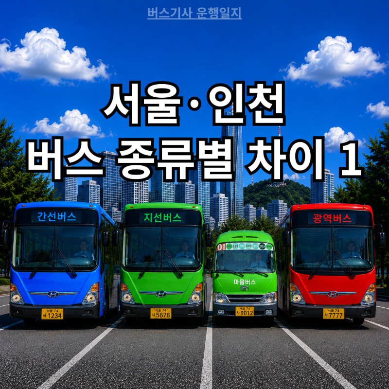 [서울·인천 버스 종류(색깔) 차이 1] 간선·지선·마을·광역버스 완벽 비교 및 요금 정리