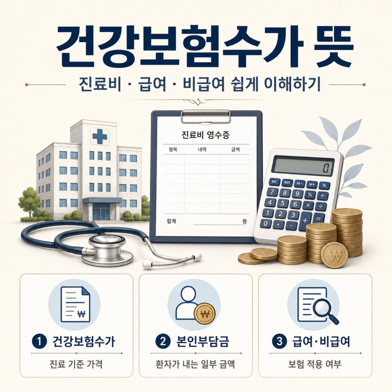 건강보험수가 뜻 완벽 정리｜건강보험료와 차이, 진료비·급여·비급여·본인부담금까지