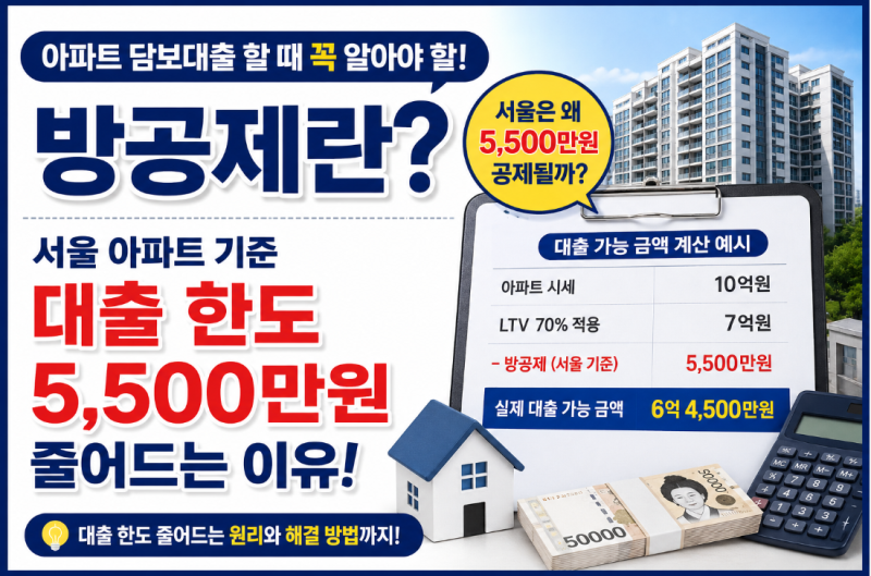 아파트 담보대출 방공제란? 서울은 왜 대출 한도가 5,500만 원 줄어들까?