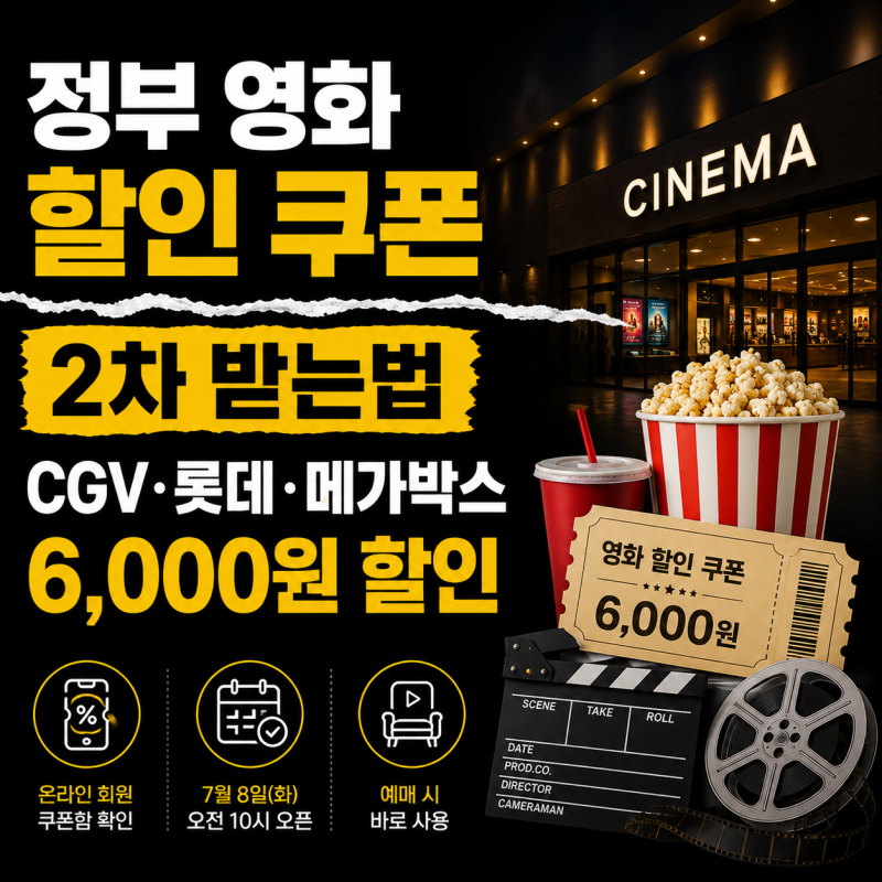 정부 영화 할인 쿠폰 2차 받는법 총정리 | CGV·롯데시네마·메가박스 사용방법·6천원 할인