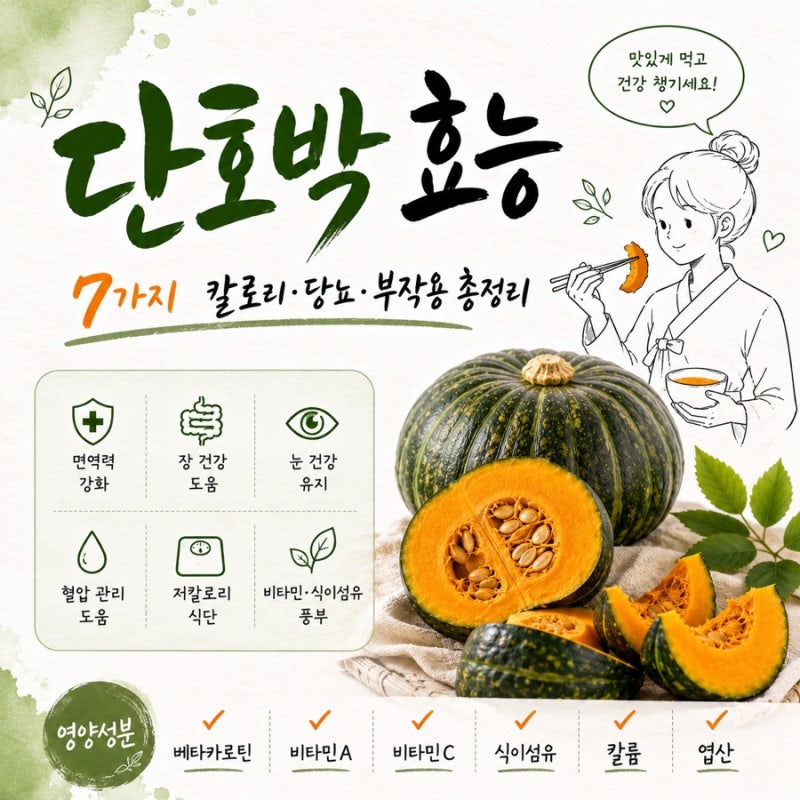 단호박 효능 7가지, 칼로리·당뇨·부작용 총정리
