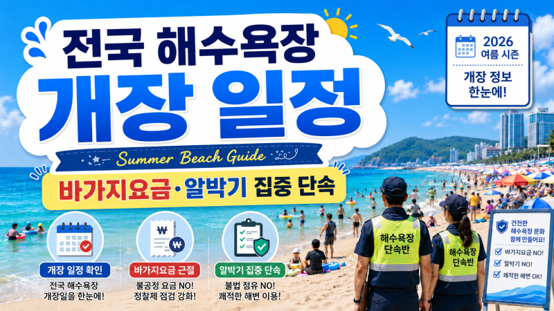 2026 전국 해수욕장 개장 일정, 바가지요금·알박기 단속까지