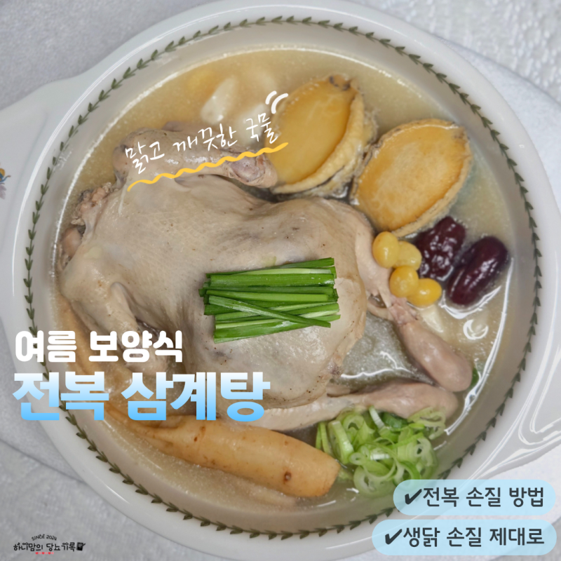 맑은 국물 전복 삼계탕 레시피 올바른 닭손질 방법 당뇨 보양식 닭백숙