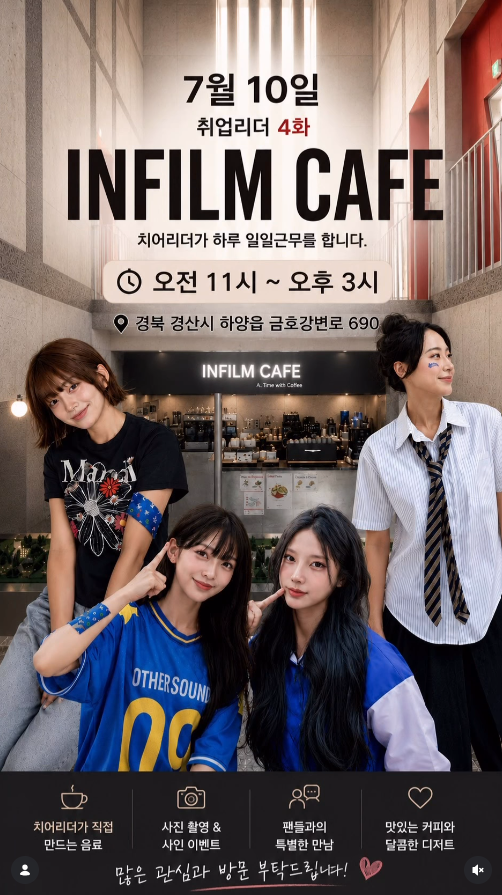 [26.07.10] 인필름카페 (INFILM CAFE) 취업리더 4화 촬영 & 박소영 신비 박혜인 장유빈 치어리더 일....