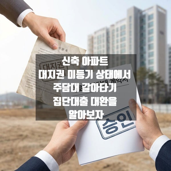 신축 아파트 대지권 미등기 상태에서 주담대 갈아타기 집단대출 대환을 알아보자