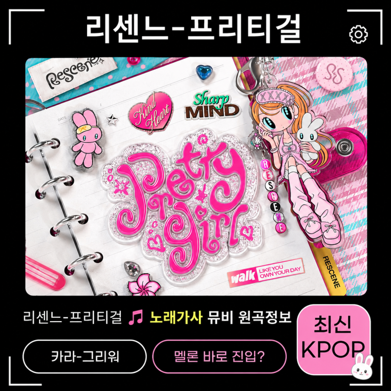리센느-프리티걸 노래가사 뮤비 원곡정보 카라그리워 멜론탑텐 진입?