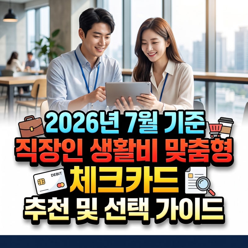 2026년 7월 기준 직장인 생활비 통장으로 쓰기 좋은 체크카드 추천 및 선택 가이드