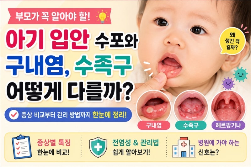 아기 입안 수포와 구내염, 수족구와 어떻게 다를까? 부모가 꼭 알아야 할 증상 구별법