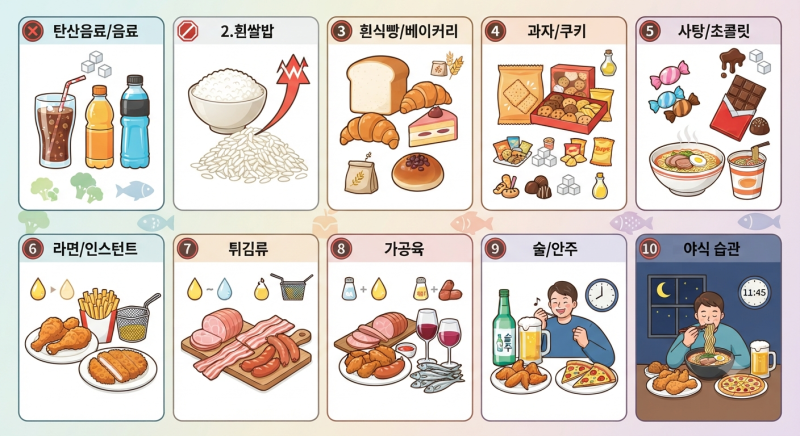 당뇨에 나쁜 음식 TOP 10, 혈당을 올리는 식습관부터 확인하세요