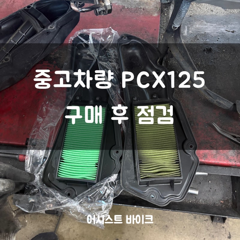 혼다 PCX 중고차량 구매 후 점검｜구동계 점검 · 에어크리너 교체 · 미션오일 교체