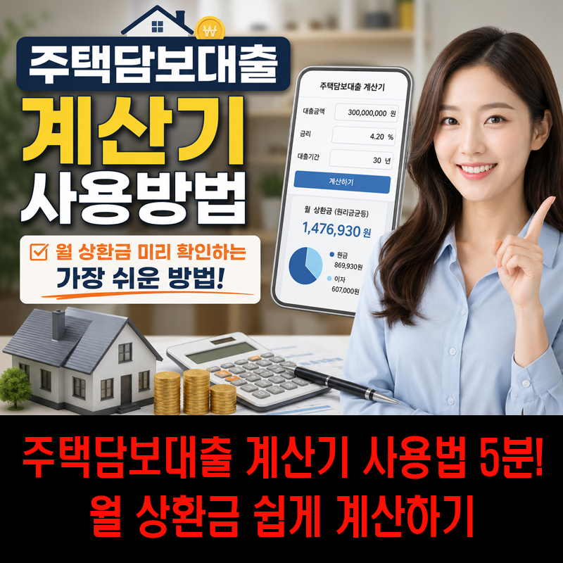 주택담보대출 계산기 사용방법 6단계, 월 상환금 미리 확인하는 가장 쉬운 방법