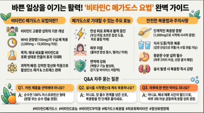 비타민C 메가도스 후기 보기 전 알아야 할 부작용과 신장 결석 위험성