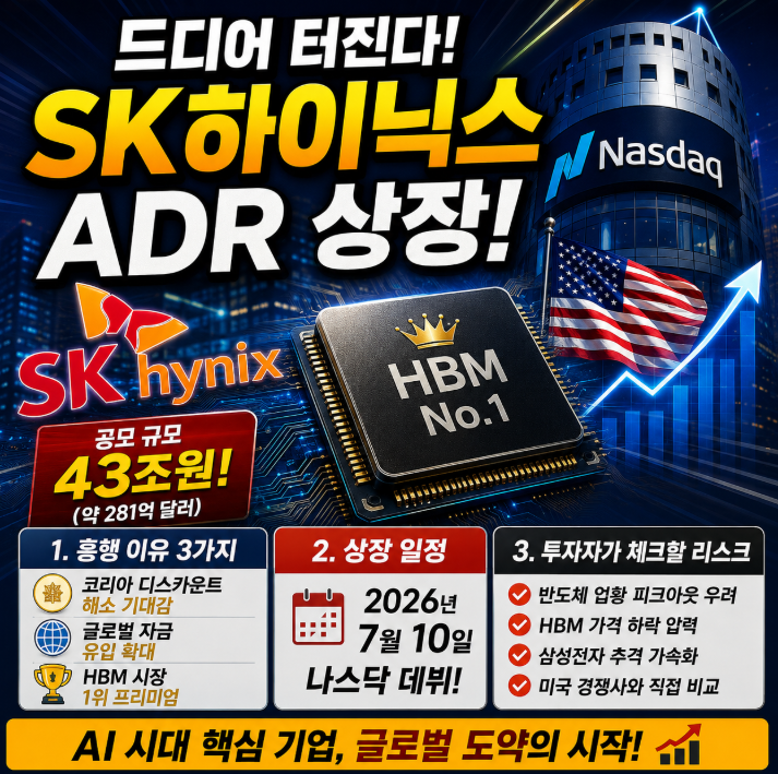 "SK<b>하이닉스 ADR</b>" 미국 나스닥 상장 SKHY 공모규모부터 투자... 