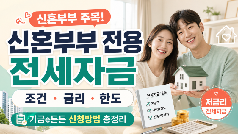 신혼부부 주목! 신혼부부 전용 전세자금 조건 금리 한도 기금e든든 신청방법 총정리!