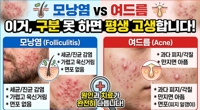 [남자 면도 트러블] 턱 모낭염 여드름 구별법과 약국 연고 추천