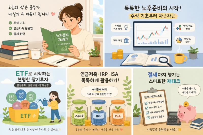 [ 노후준비 재테크 책 추천 10권｜주식 기초부터 연금저축·IRP·ISA·절세까지 ]