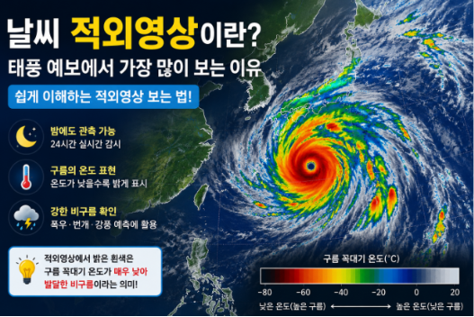 날씨 적외영상이란? 기상청 적외영상 쉽게 이해하기 태풍 세력도 보인다