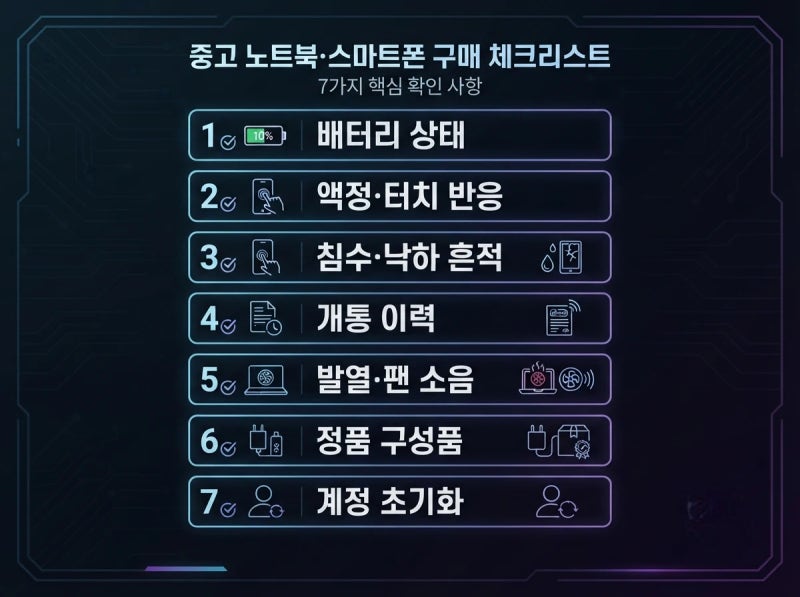 중고 노트북·스마트폰 체크리스트 7가지