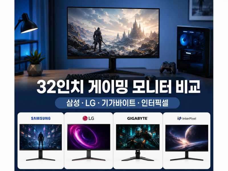 32인치 게이밍 모니터 비교ㅣ삼성 오디세이 G7·LG·기가바이트·인터픽셀 게이밍 모니터 추천 ....