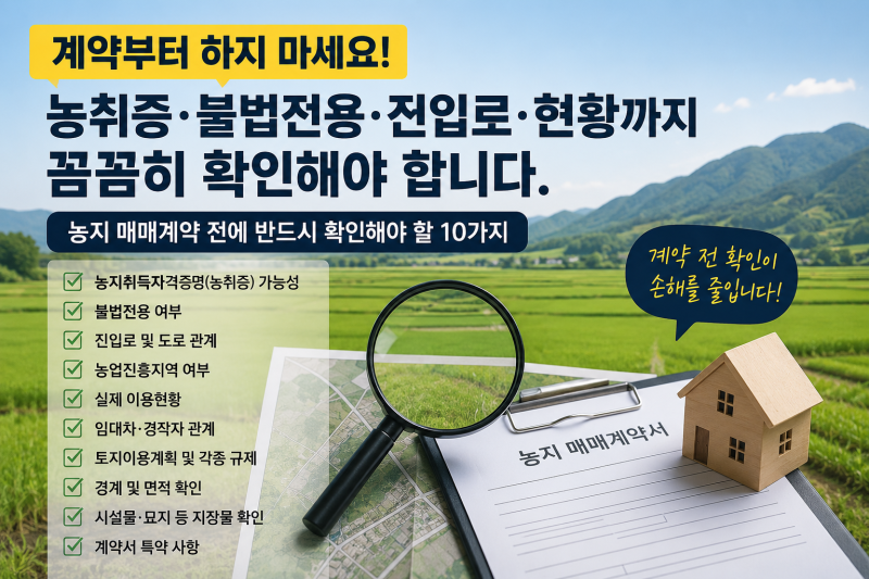 농지 매매계약 전에 반드시 확인해야 할 10가지