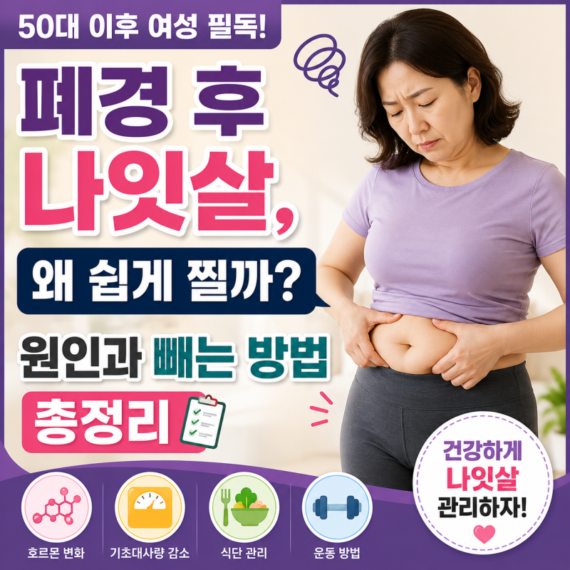 50대 폐경 후 나잇살 뱃살, 왜 쉽게 찔까? 원인과 빼는 방법