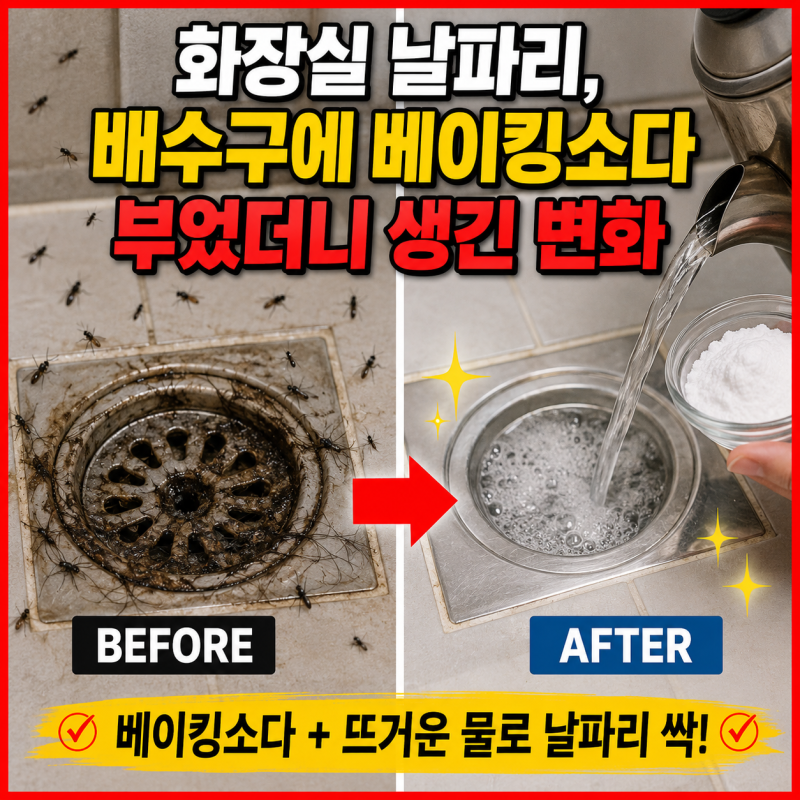 화장실 날파리, 배수구에 베이킹소다 부었더니 생긴 변화