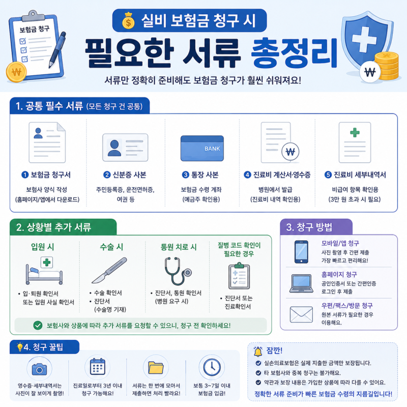 실비 보험금 청구 시 필요한 서류 총정리 : 병원비 돌려받기 전 꼭 알아야 할 준비서류와 청....