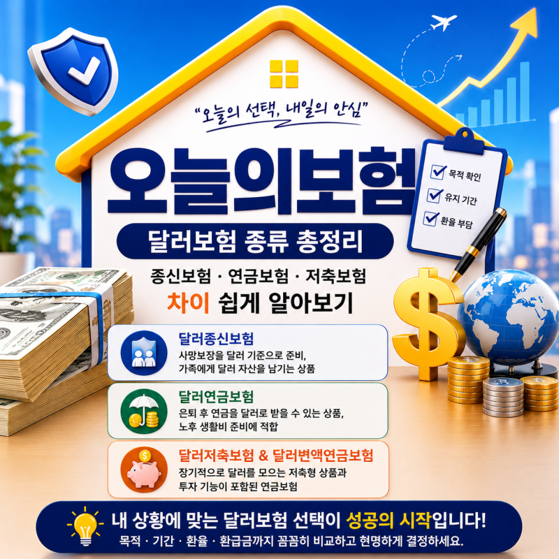달러보험의 종류, 나와 맞는 달러보험 ✅체크해보기!