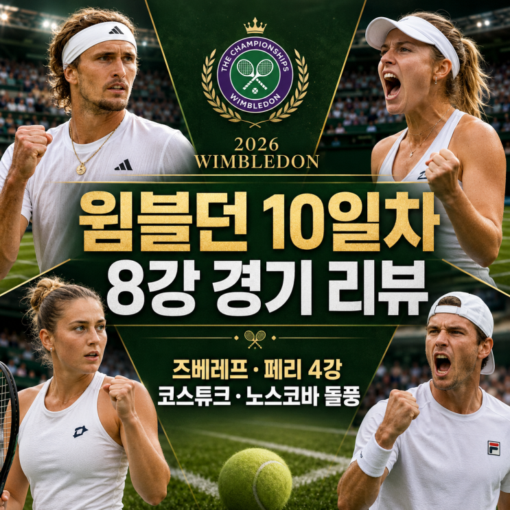 [<b>2026</b> <b>윔블던</b>] 10일 차 8강 경기 리뷰｜즈베레프·아서 페리 4강... 