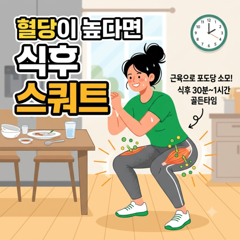 식후 혈당이 높다면 이 운동 필수, 스쿼트 운동 후 혈당 변화, 무채혈 혈당기 추천!