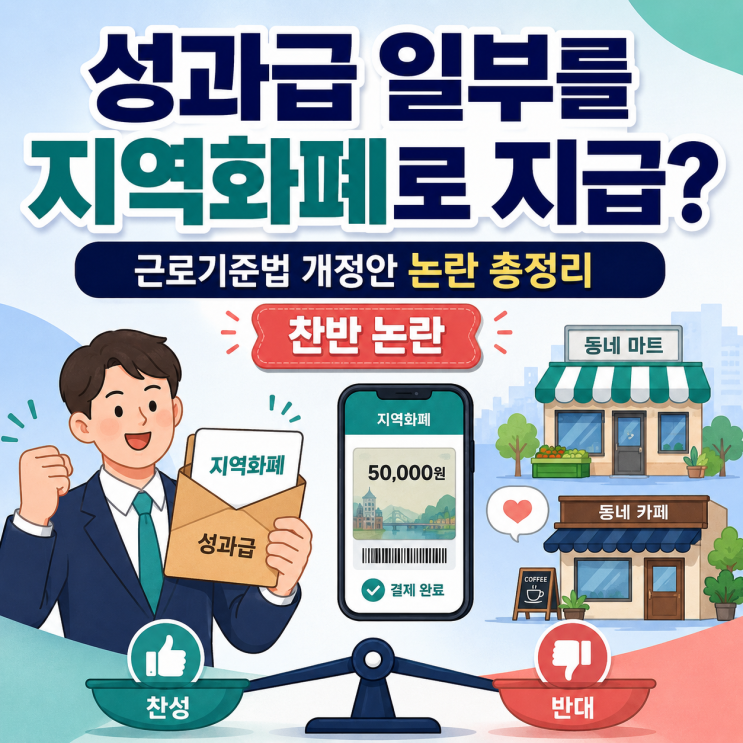 <b>성과급</b> 일부를 <b>지역화폐</b>로 지급? 근로기준법 개정안 논란 (발의... 