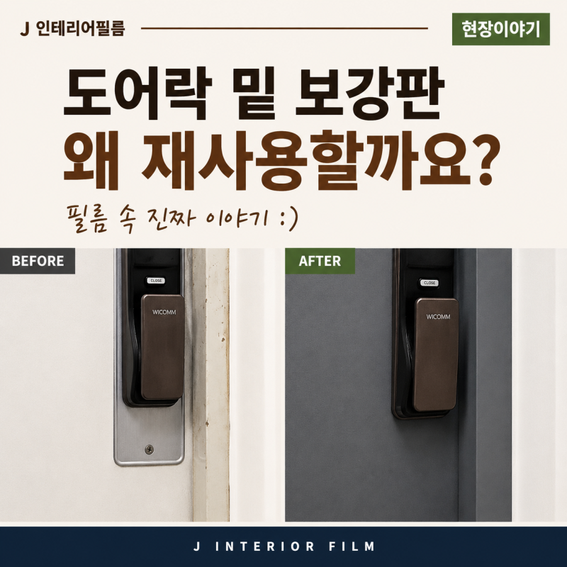 현관문 필름 시공, 보이지 않는 진짜 밑작업 이야기 / 진주 J 인테리어필름