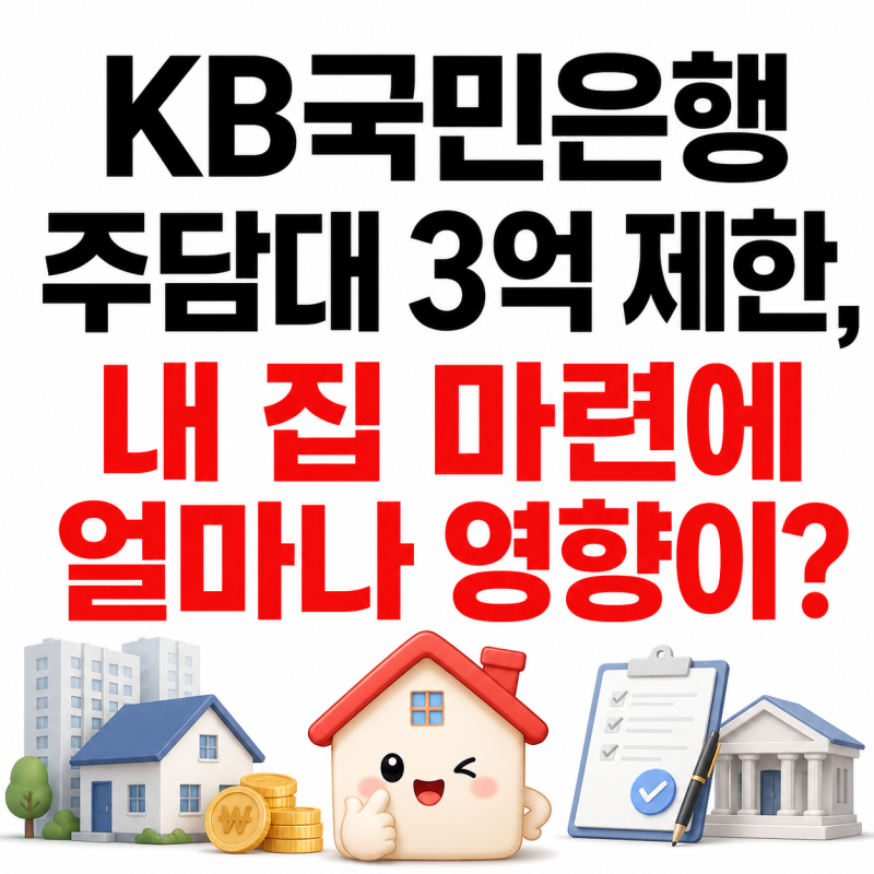 KB국민은행 주담대 한도 축소, 6억에서 3억 제한 총정리