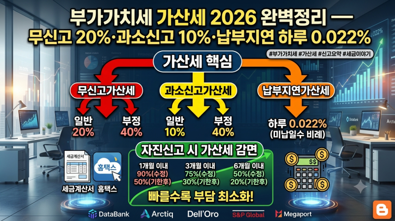부가가치세 가산세 2026 완벽정리 — 무신고 20%·과소신고 10%·납부지연 하루 0.022%
