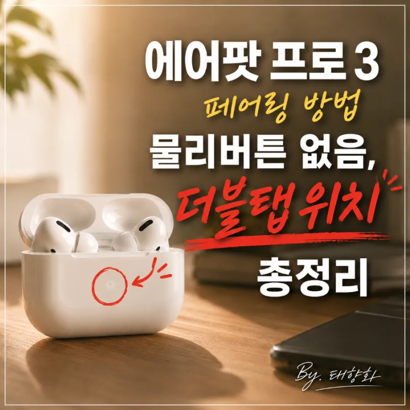 에어팟 프로 3 페어링 방법, 물리버튼 없음, 더블탭 위치 총정리